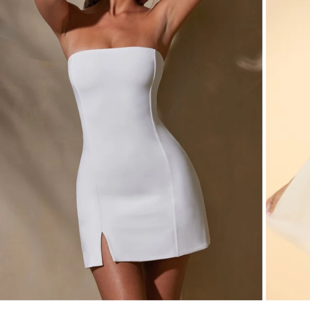 oh polly Bandeau Neckline Mini Dress in White